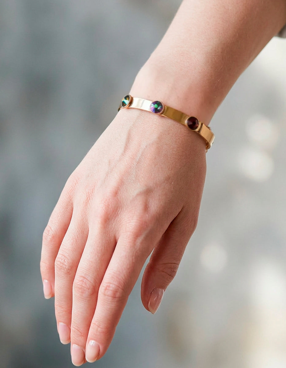Brazalete Gold-filled con cristales tornasol Golden Chic