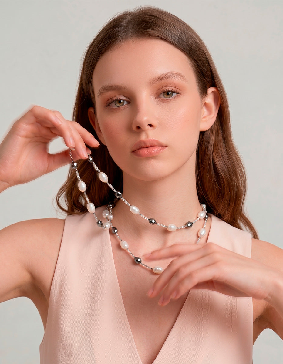 Collar de Perla mabe y gemas facetadas
