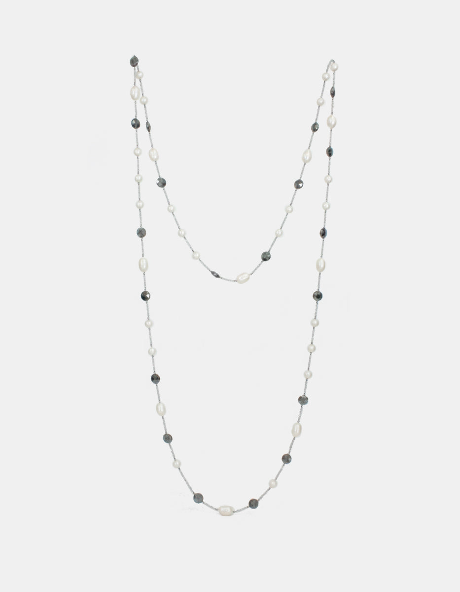 Collar de Perla mabe y gemas facetadas