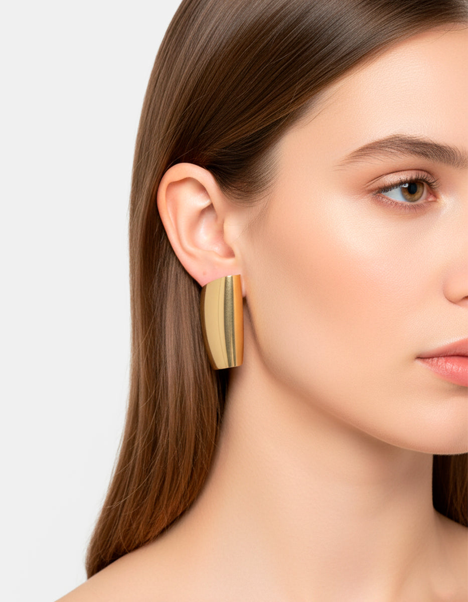 Aretes forma orgánica lisos Golden