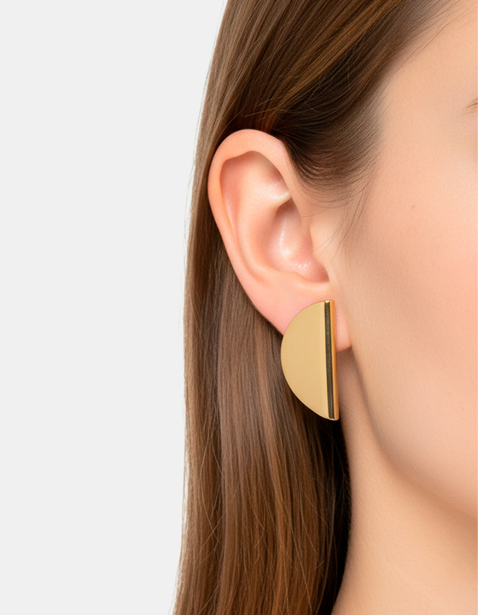 Aretes forma orgánica lisos Golden