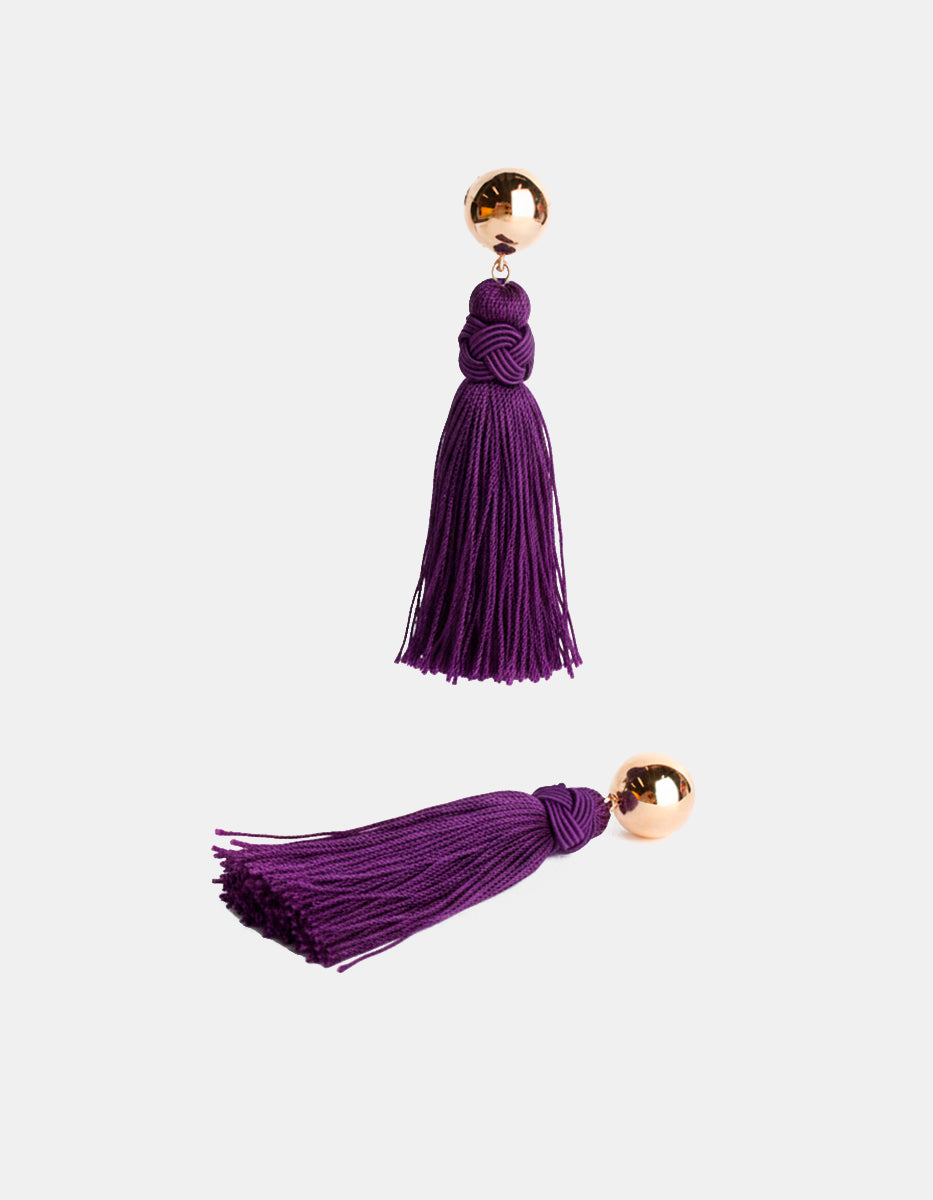 Aretes con pompones violeta Oaxaca