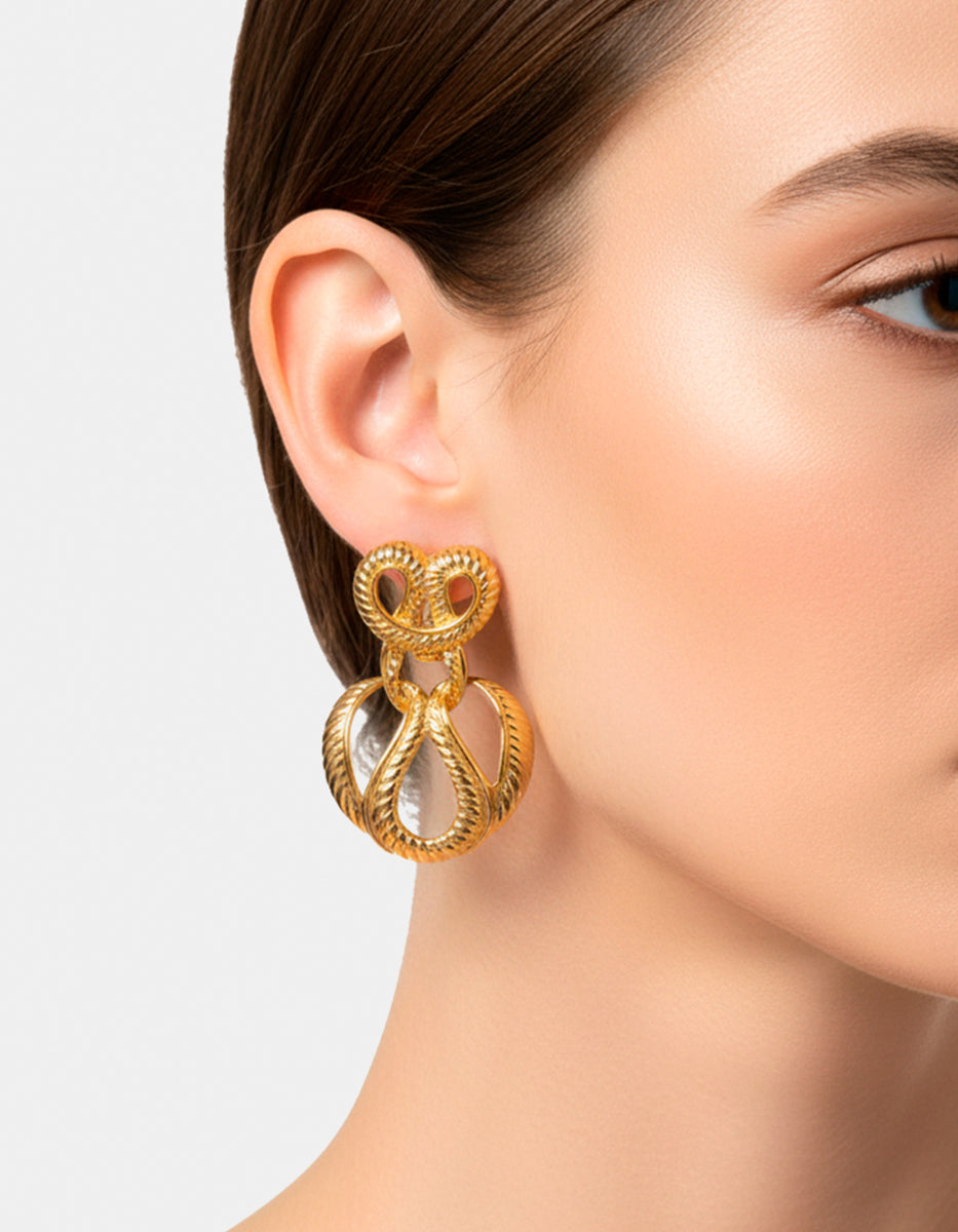 Aretes de Bronce con Baño de Oro 22kt Glam Girl