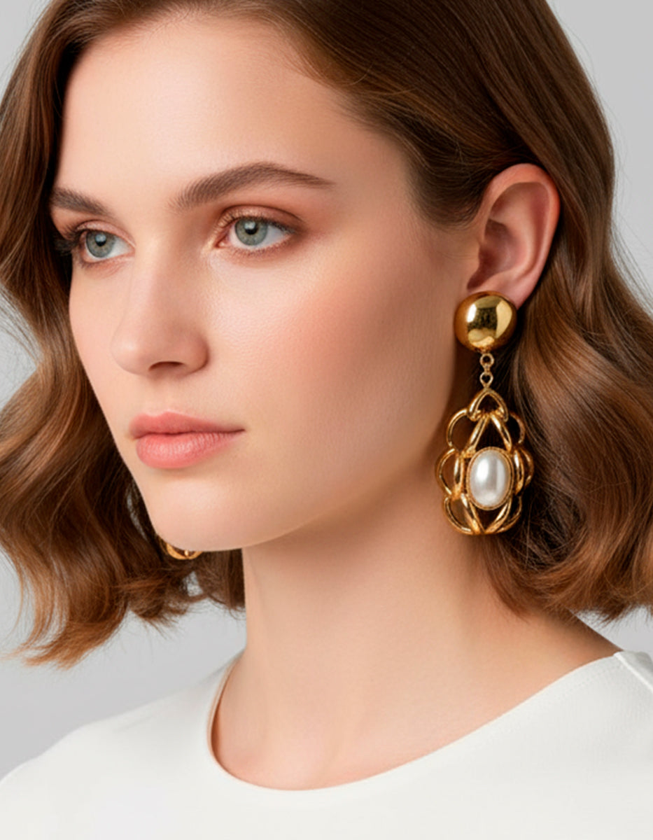 Aretes de Bronce con Baño de Oro 22kt Glam Girl