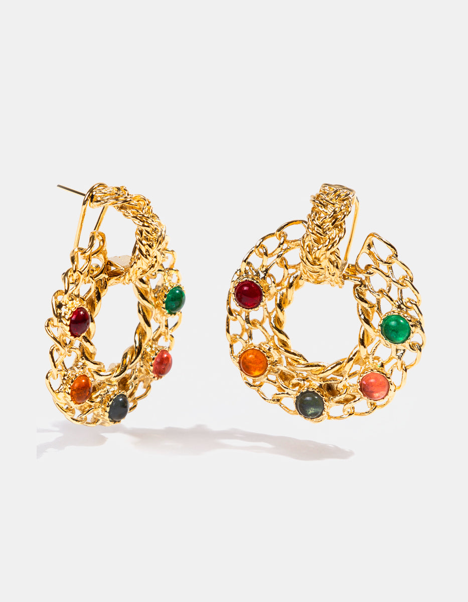 Aretes de Bronce con Baño de Oro 22kt Glam Girl