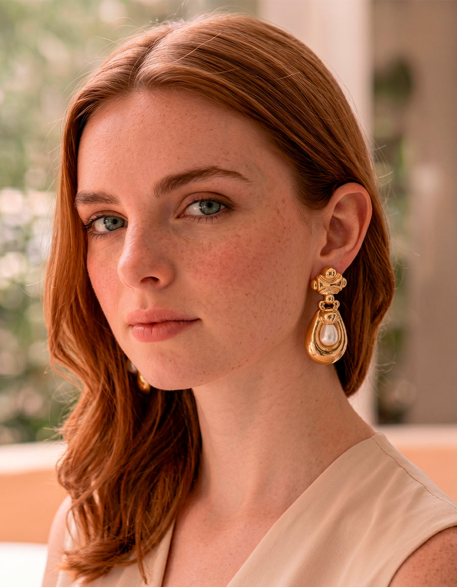 Aretes de Bronce con Baño de Oro 22kt Glam Girl