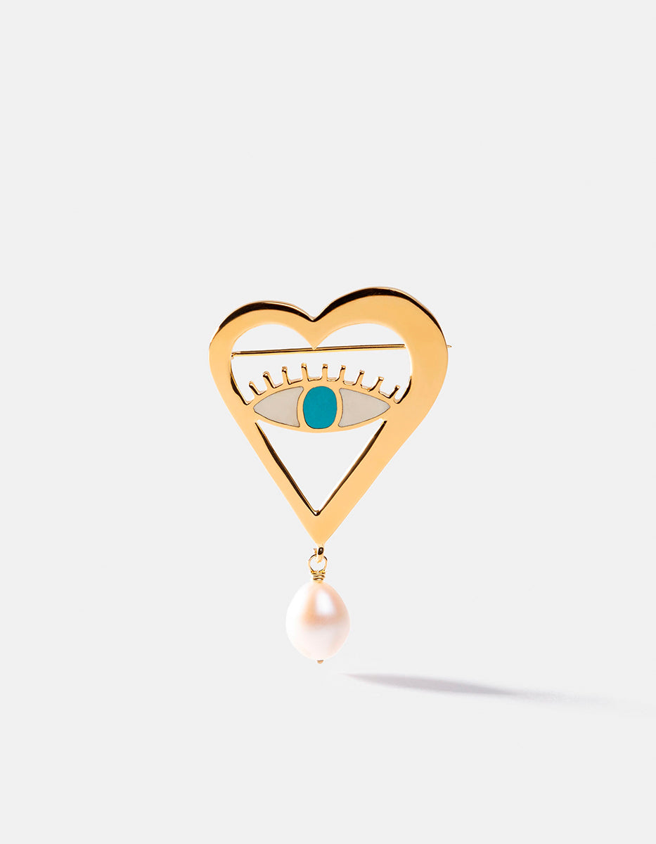 Broche en forma corazón con perla mabe Visión