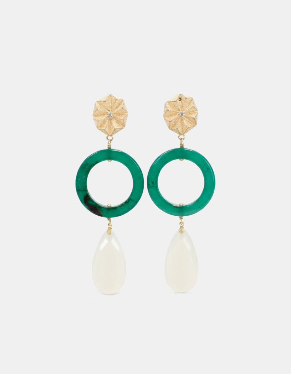 Aretes en Bronce con Baño de Oro 22 kt Rainbow