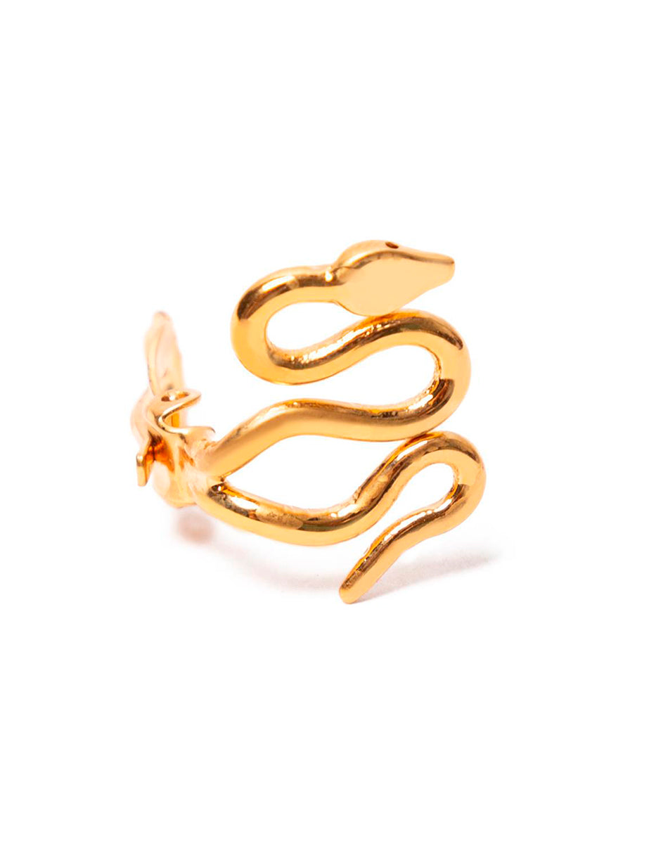 Arete Ear Cuff con forma de serpiente martelinada Poison