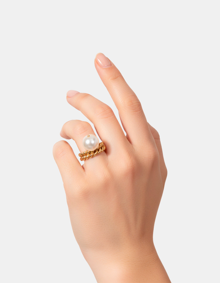 Anillo torsal con perla mabe Ultrabarroco