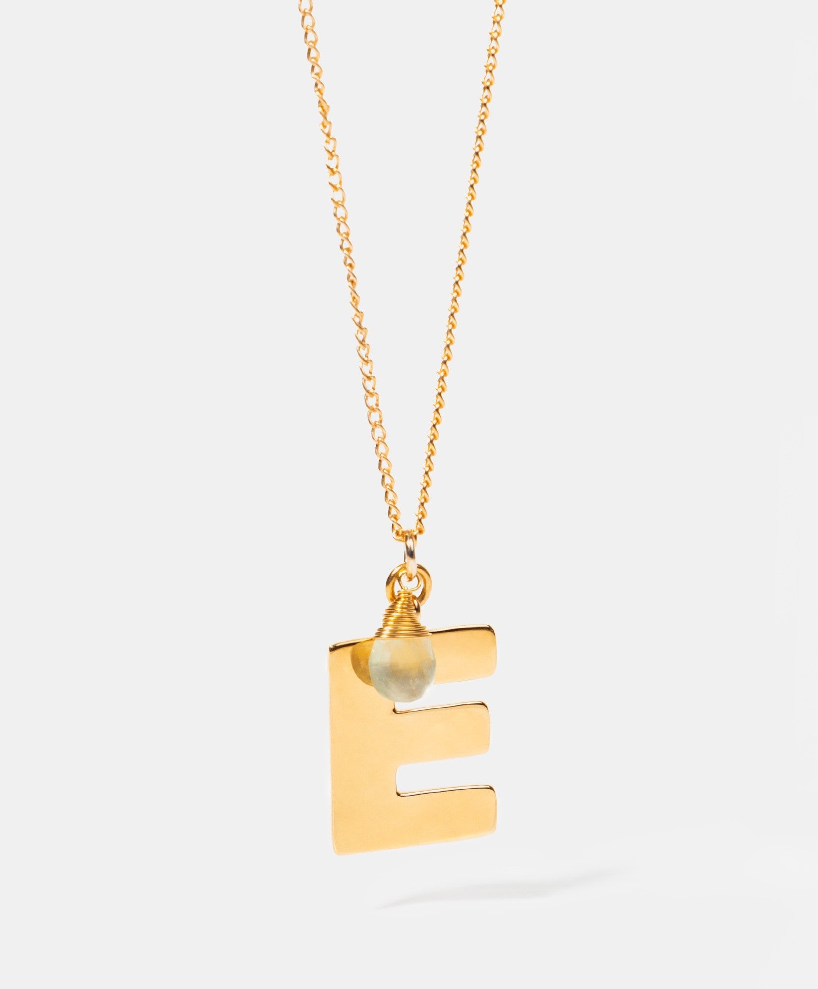 Collar con la inicial E y una piedra natural a elegir Lady