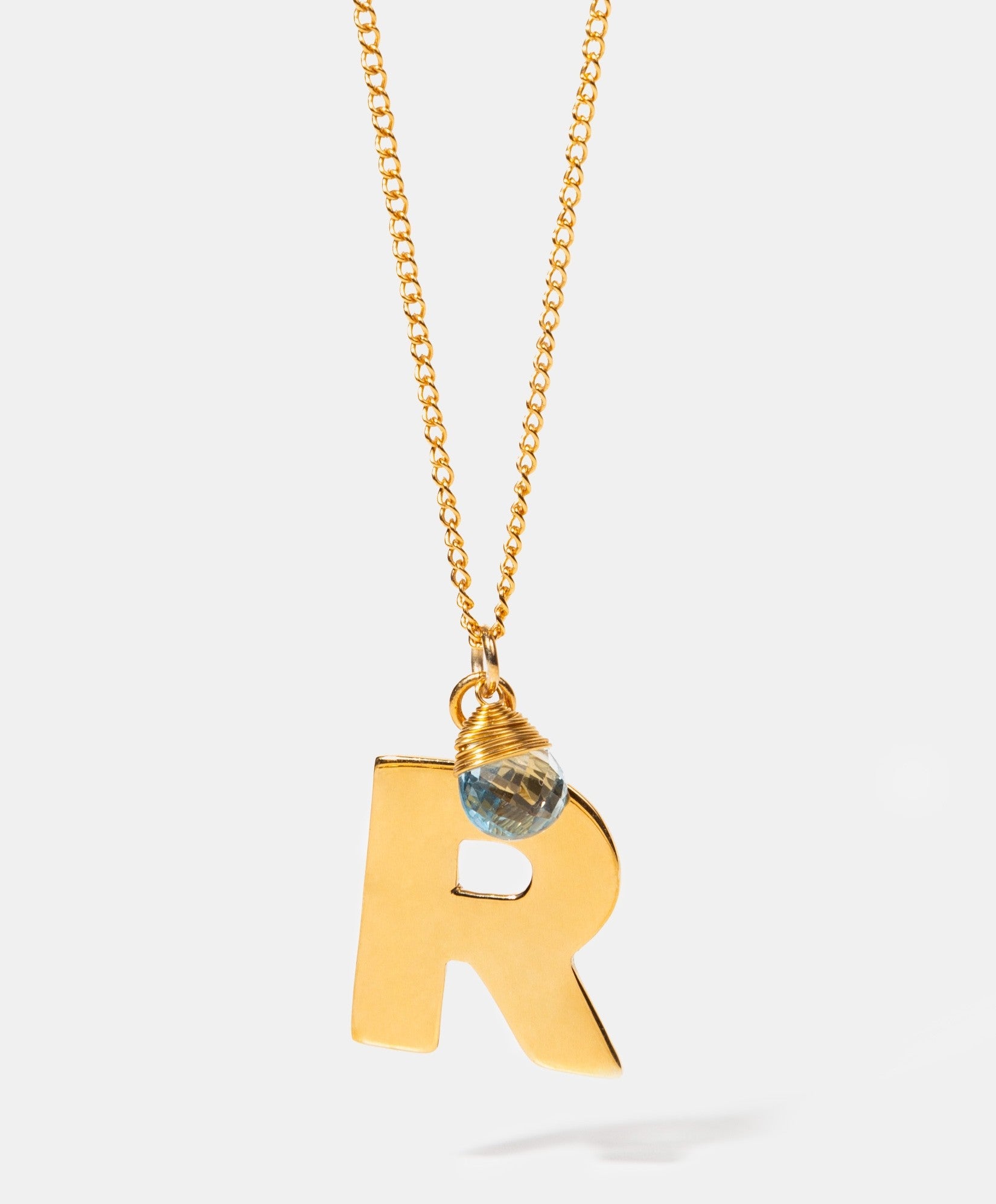 Collar con la inicial R y una piedra natural a elegir Lady