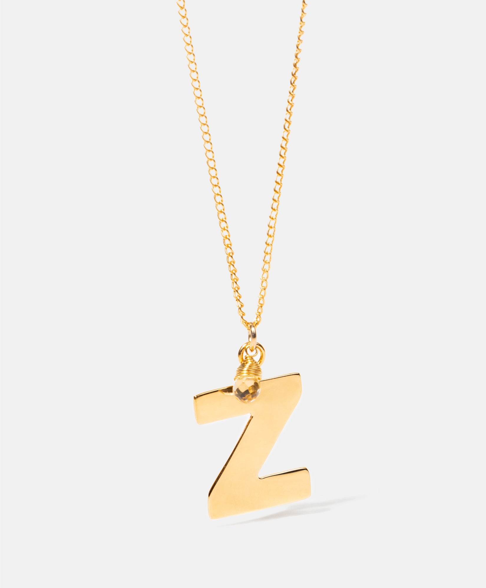 Collar con la inicial Z y una piedra natural a elegir Lady