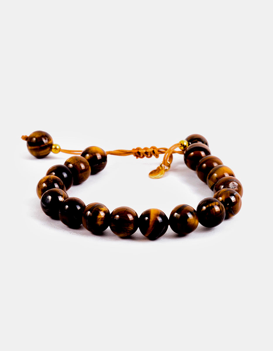 Pulsera de bronce en baño de oro 22 kt con ojo de tigre Nordic