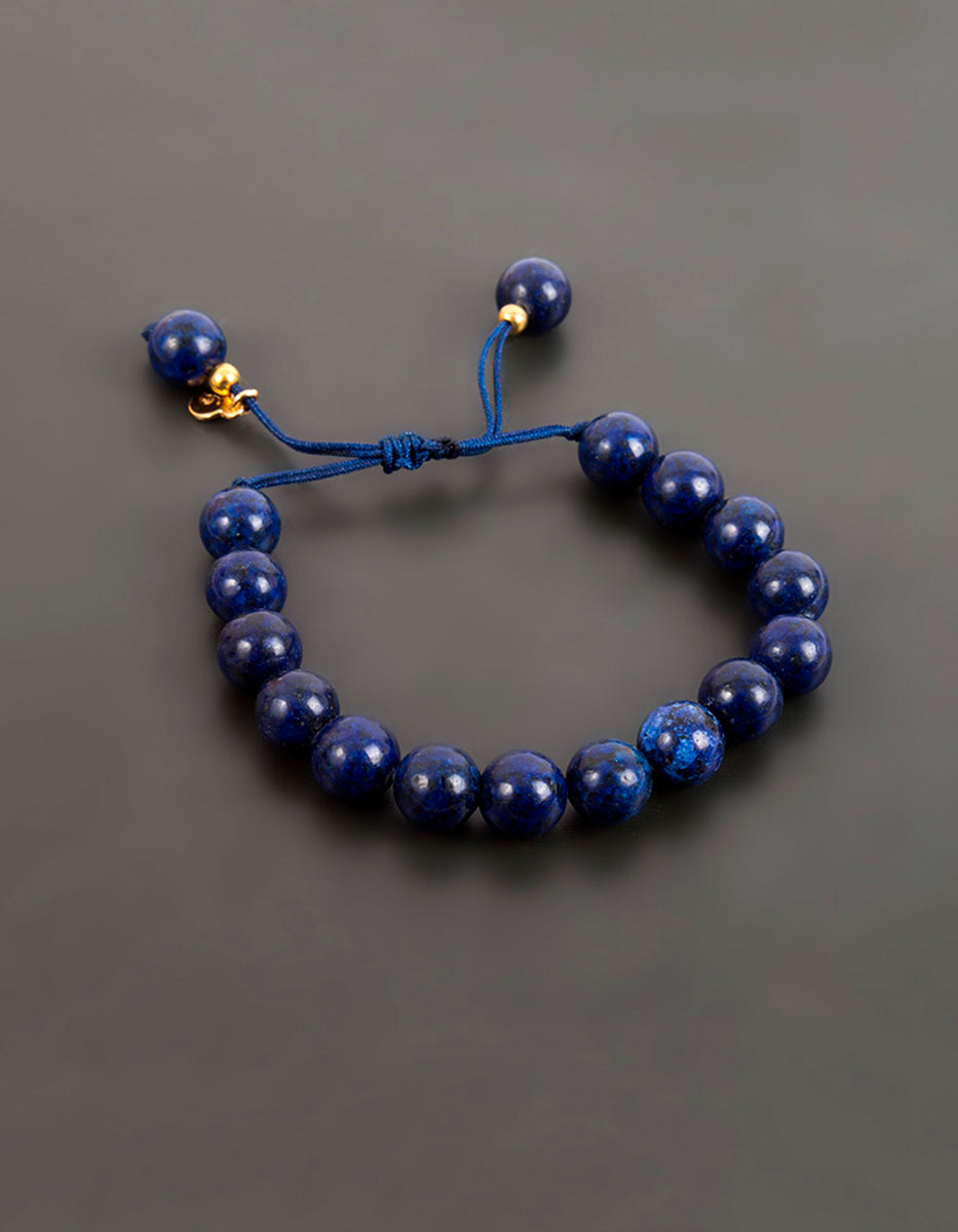 Pulsera de bronce en baño de oro 22 kt con lapislázuli Nordic