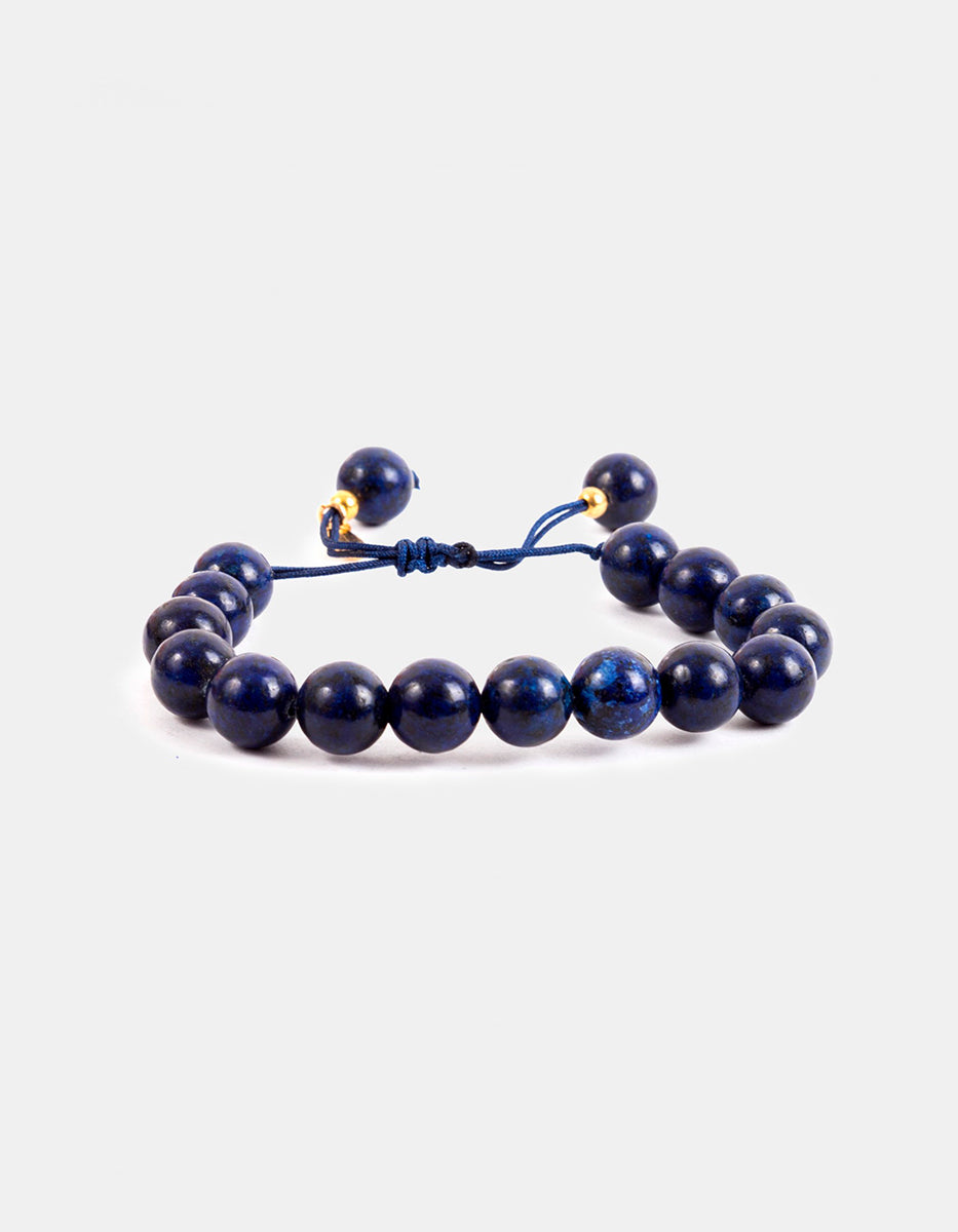 Pulsera de bronce en baño de oro 22 kt con lapislázuli Nordic