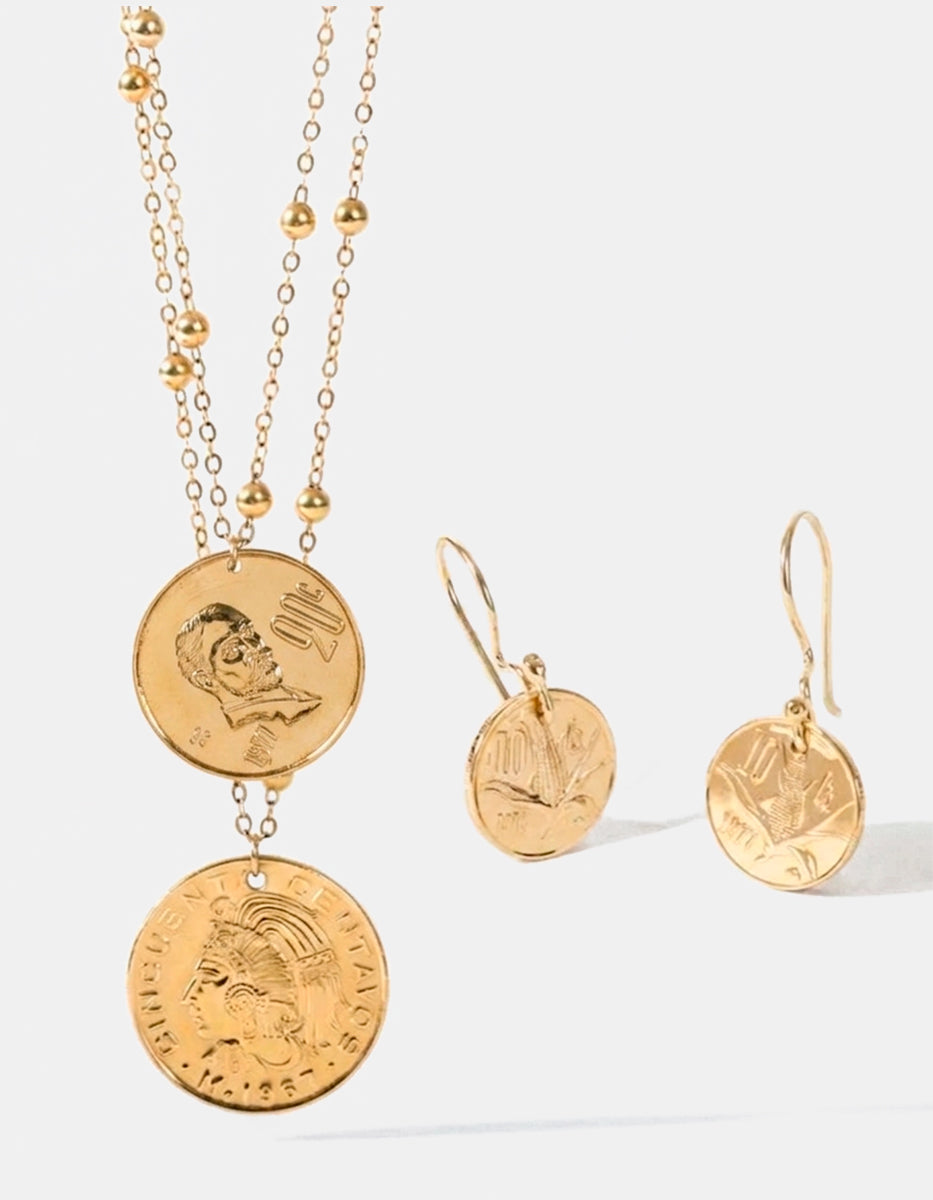 Set de Collar y aretes con monedas