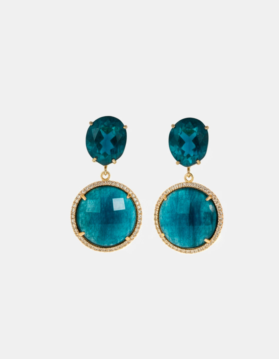 Aretes ojo de gato tono azul cobalto Marquesa