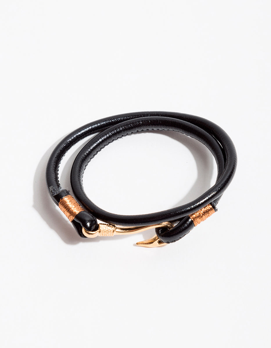 Pulsera de bronce en baño dorado con ancla Nordic