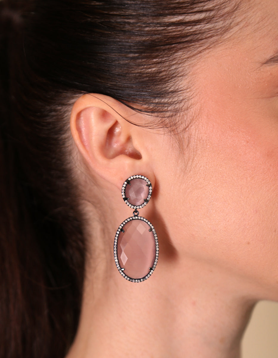 Aretes con gema ojo de gato y espinolitas Marquesa