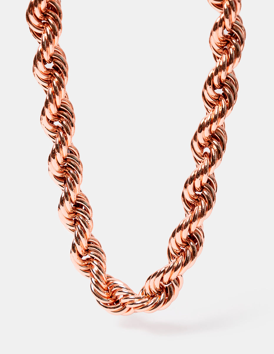 Collar grueso entrelazado de bronce en baño de oro rosa