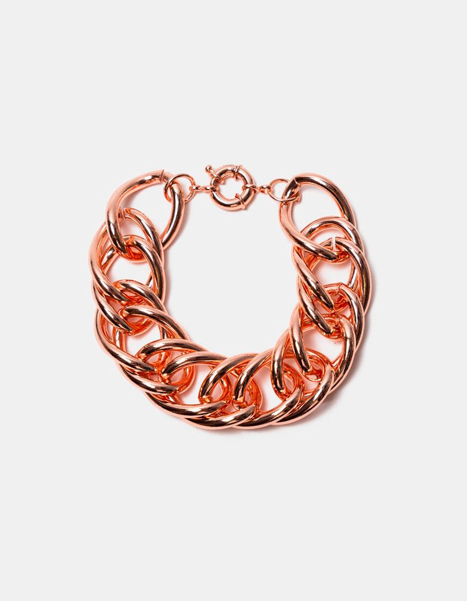 Pulsera de bronce en baño rosa con eslabones