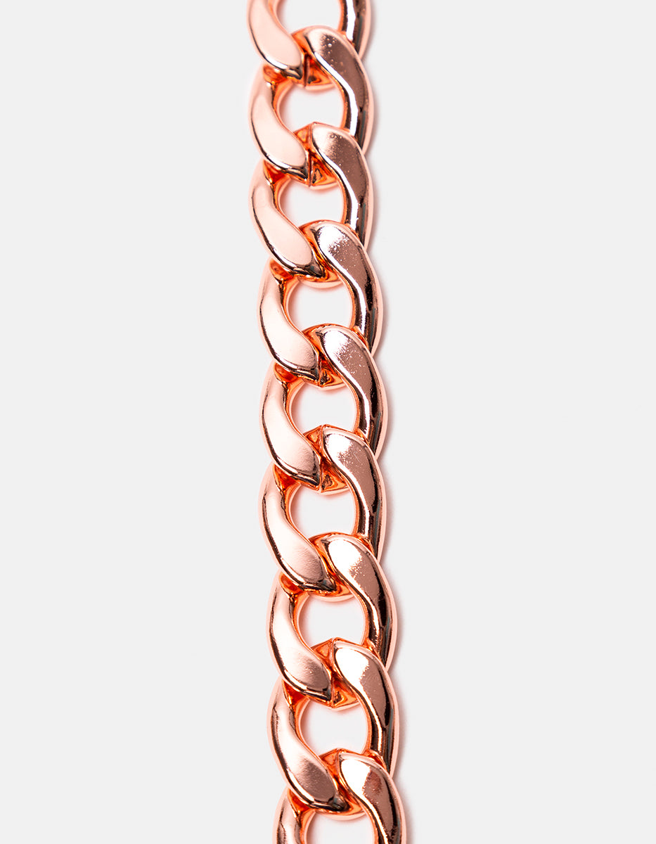 Pulsera de bronce con baño de oro rosa y eslabónes Fenicia