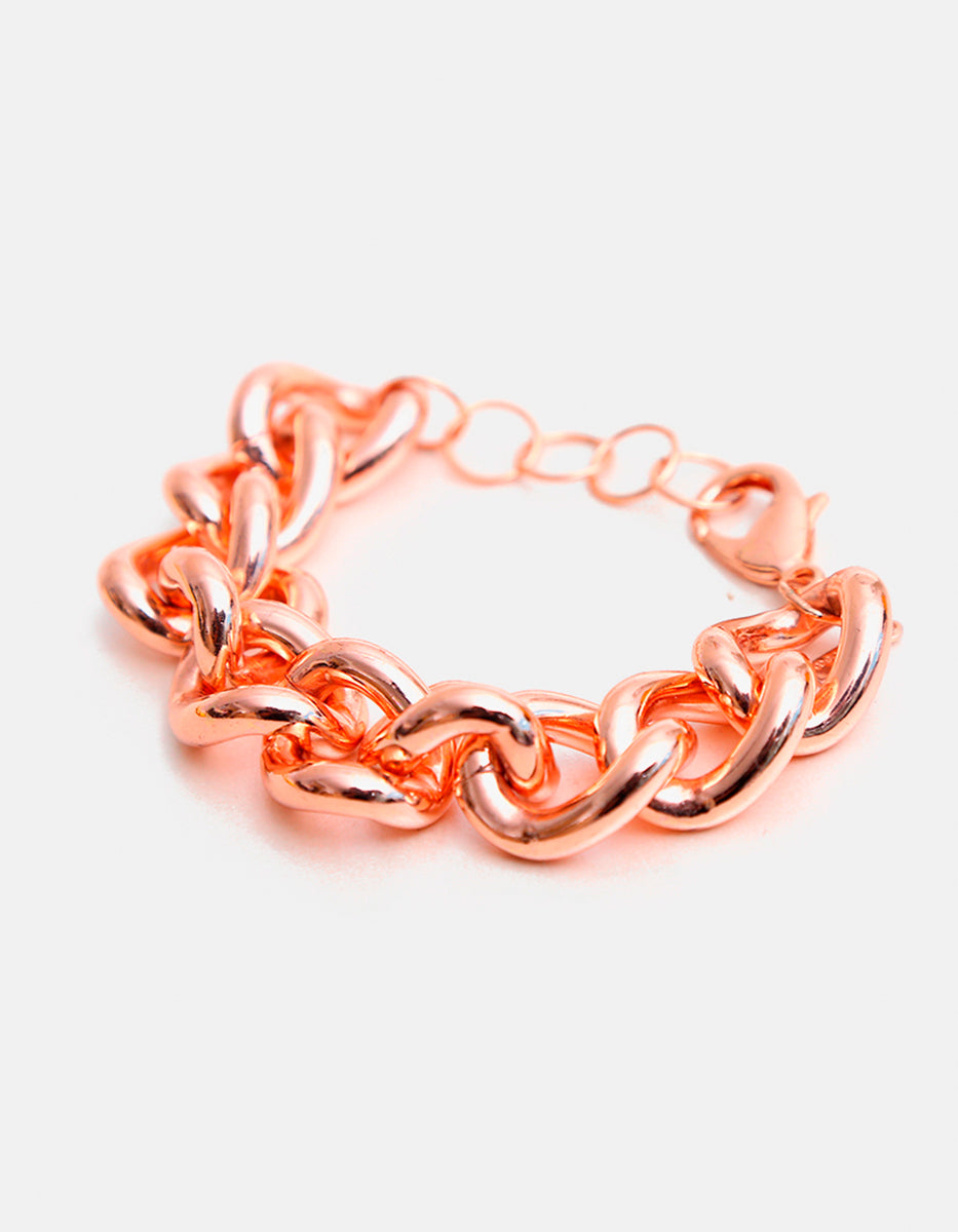 Pulsera de bronce en baño rosa con eslabones