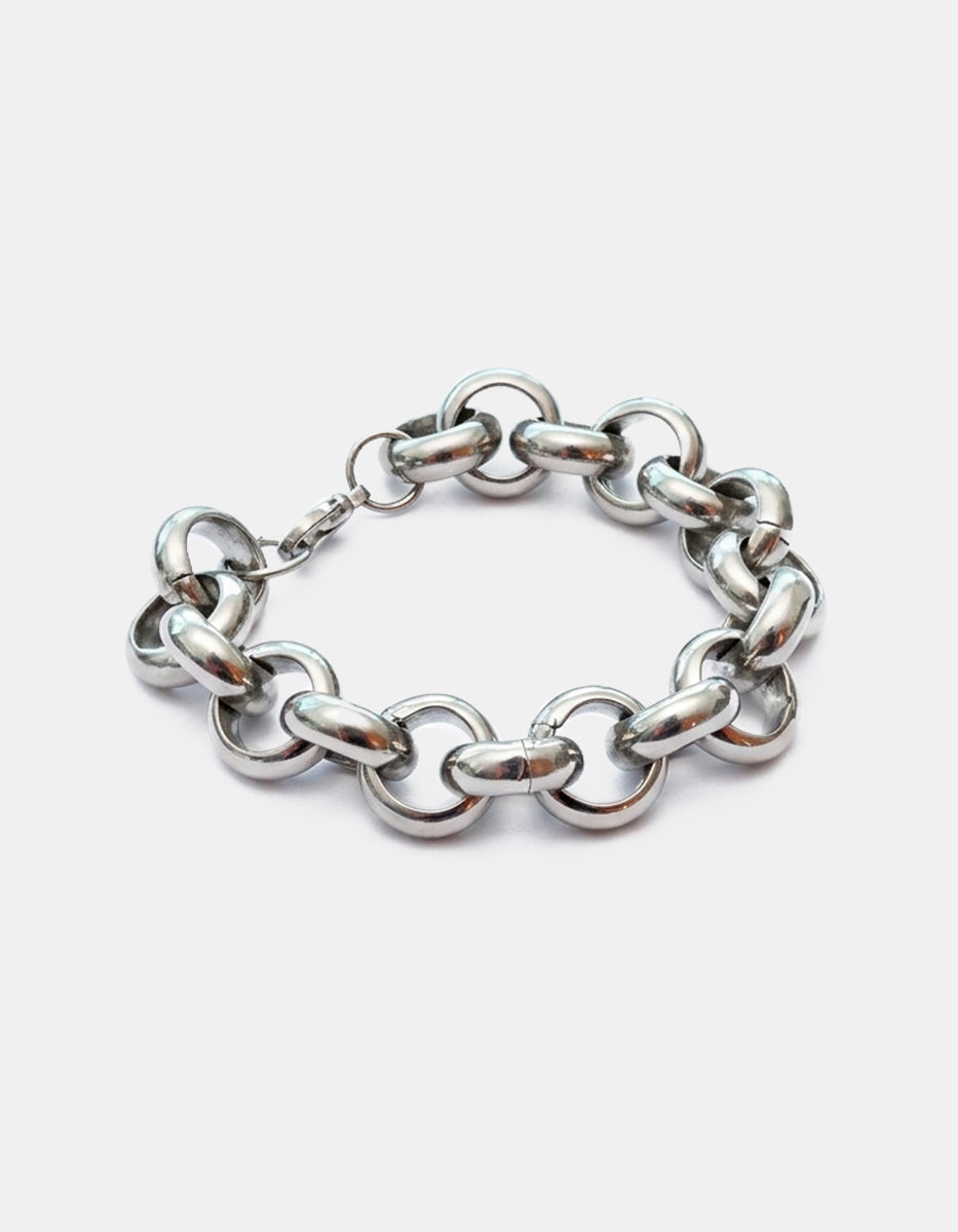 Pulsera de bronce con baño de rodio con eslabones redondos Fenicia