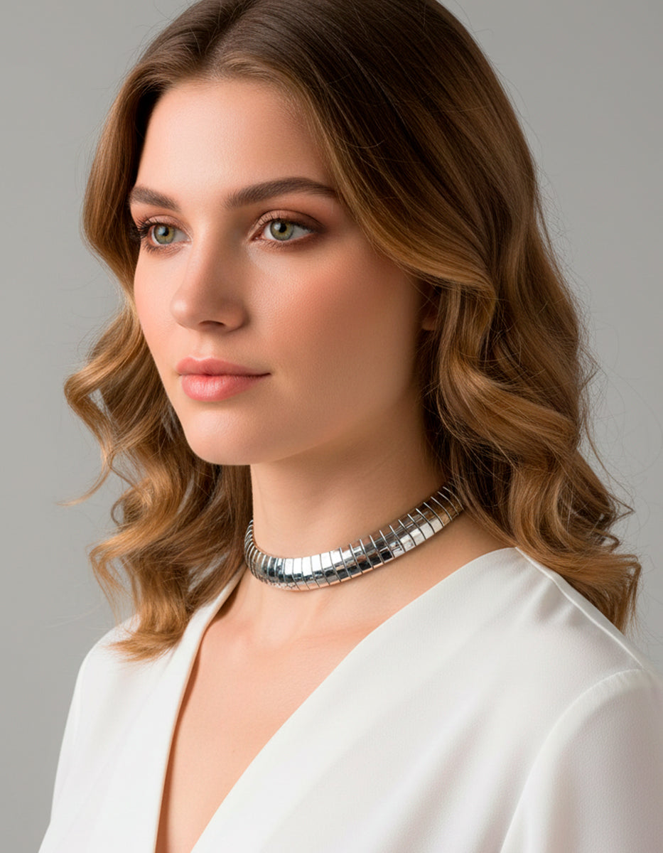 Gargantilla de Bronce con Baño de Rodio Oui