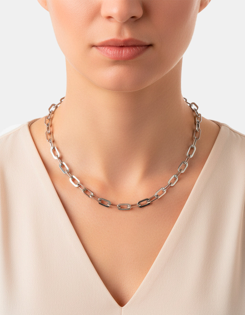 Collar de bronce con baño de rodio Fenicia