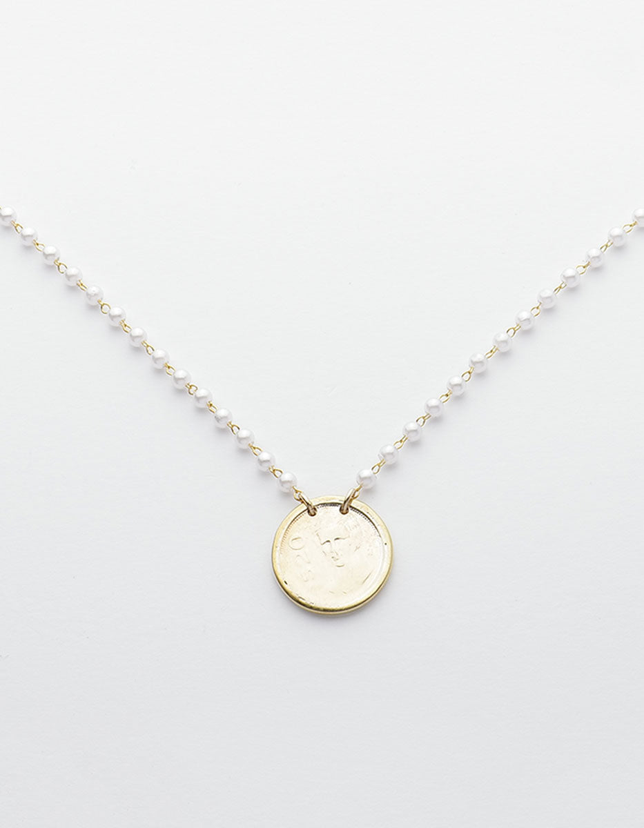 Collar moneda auténtica perla mabe Memorias