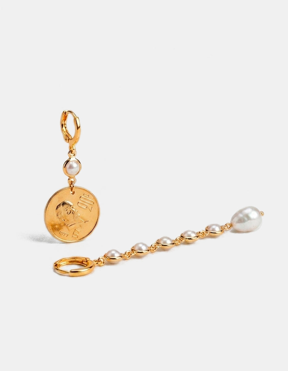 Aretes asimétricos monedas auténticas Memorias