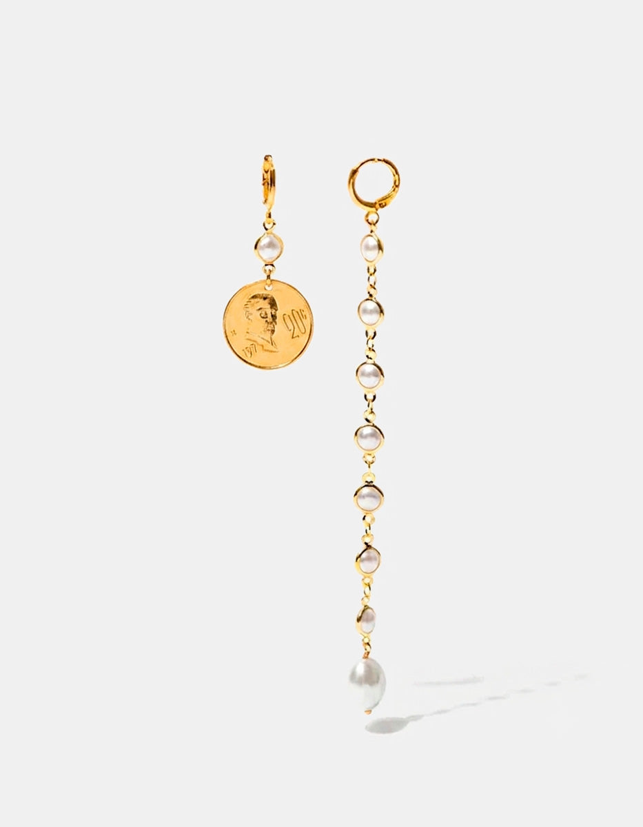 Aretes asimétricos monedas auténticas Memorias