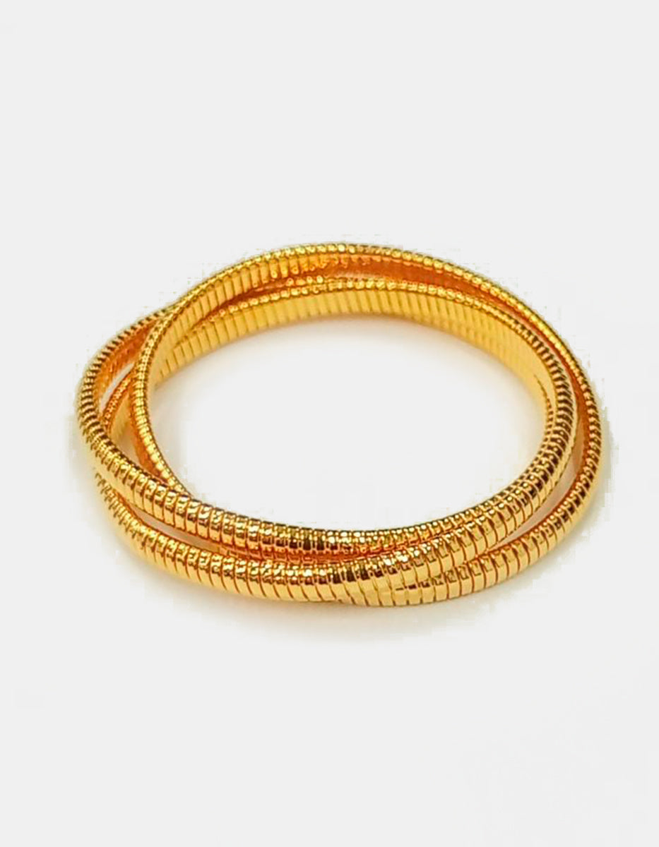 Pulsera de bronce con baño de oro 22 kt Triple hilo cerrado de 0.50 cm Fenicia