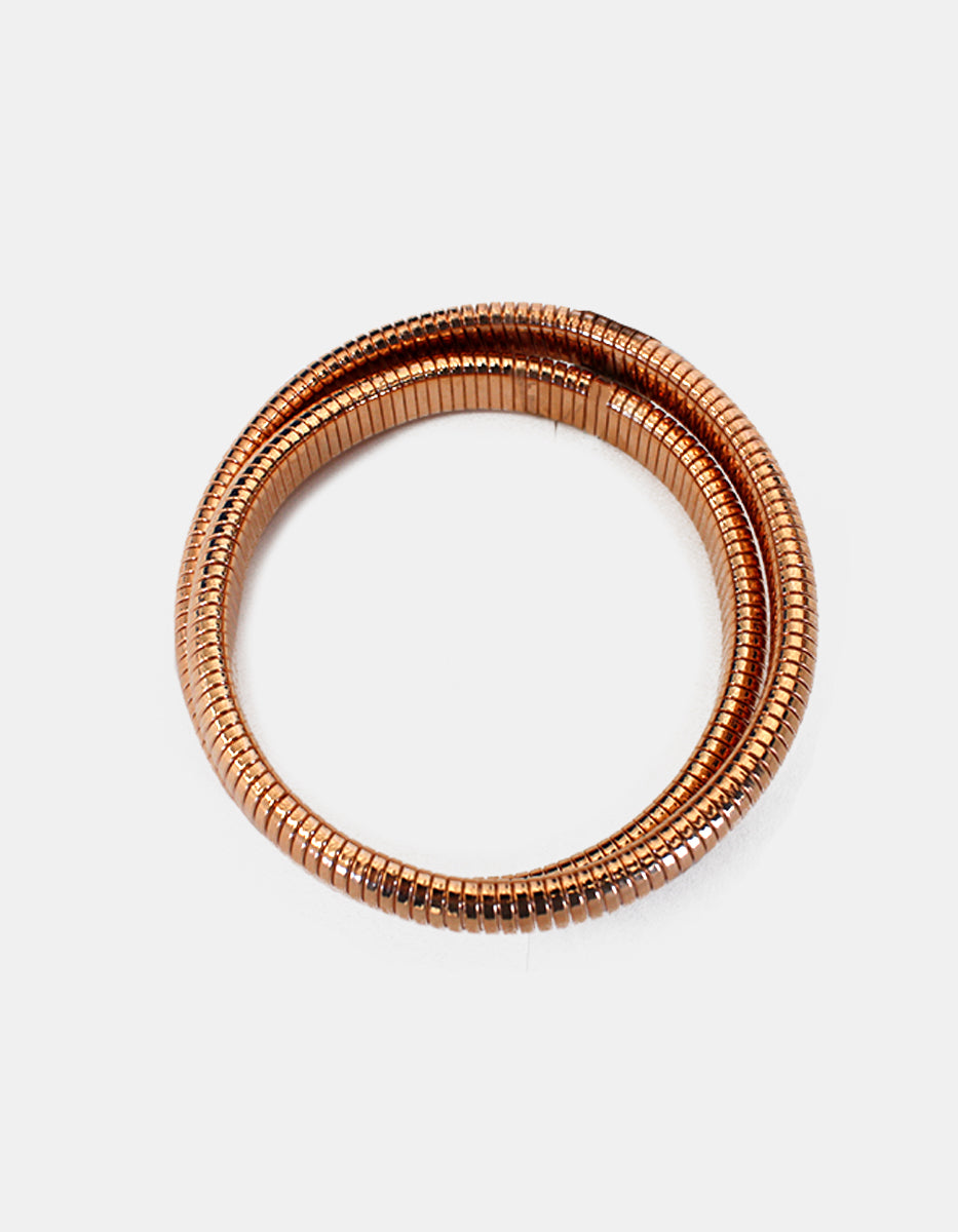 Pulsera en Bronce con Baño de Oro Rosa 22 kt Doble Hilo Fenicia