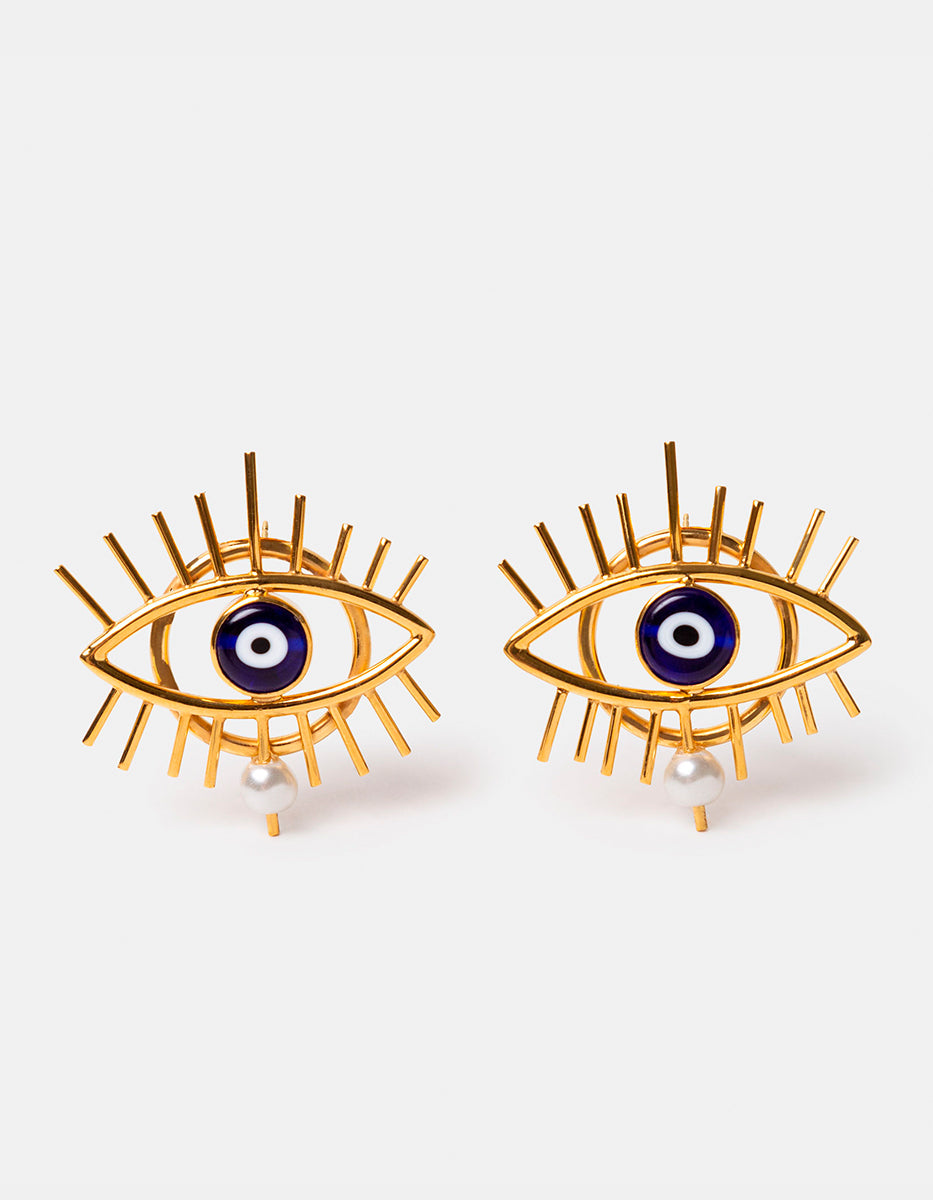 Aretes forma ojo turco pestañas Visón