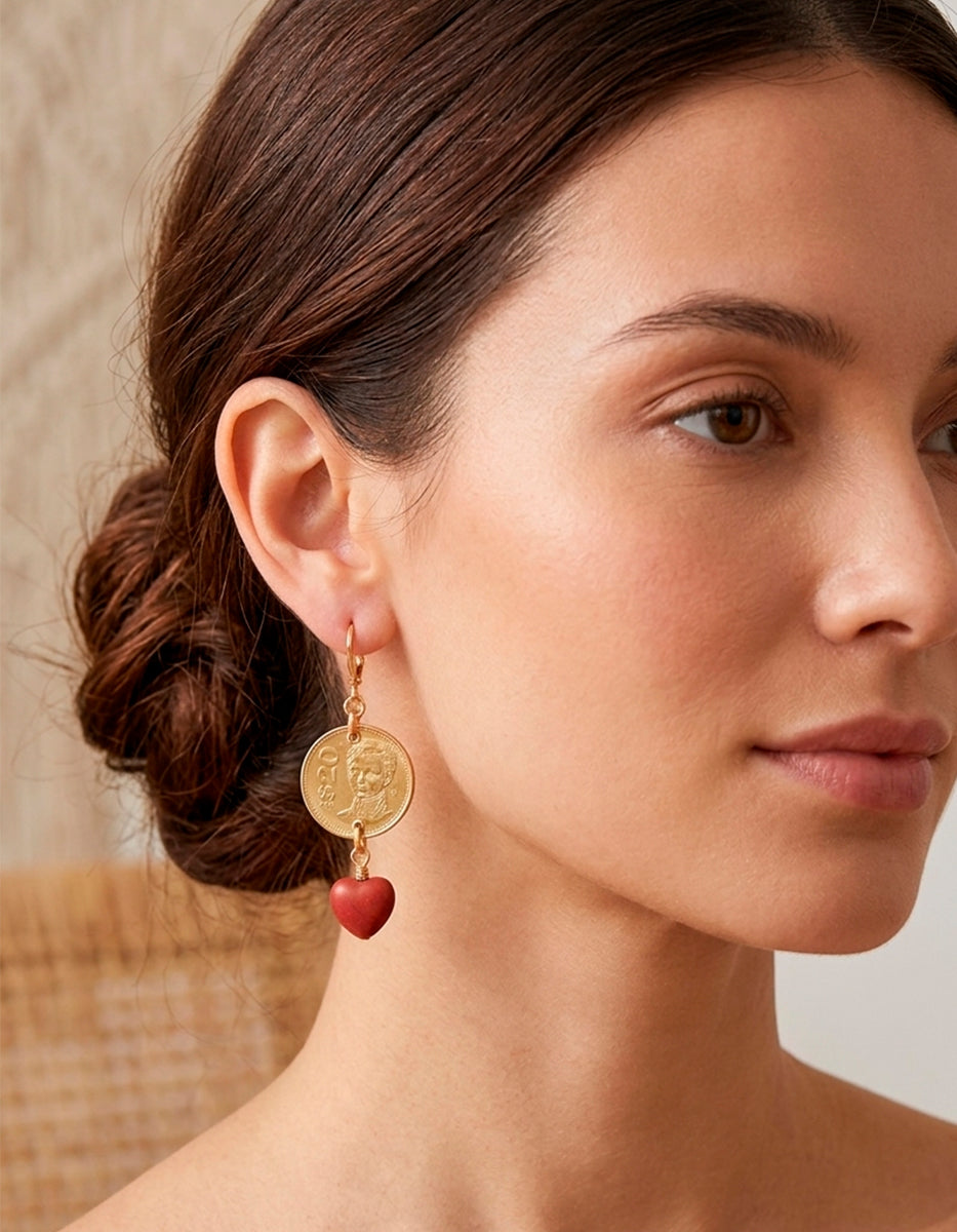 Aretes monedas auténticas Memorias