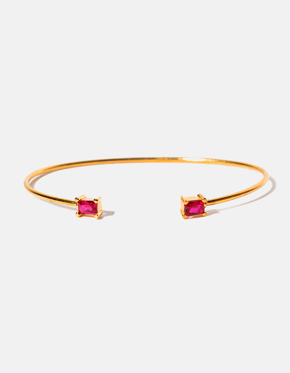 Brazalete con espinolitas corte baguette fucsia Flashy