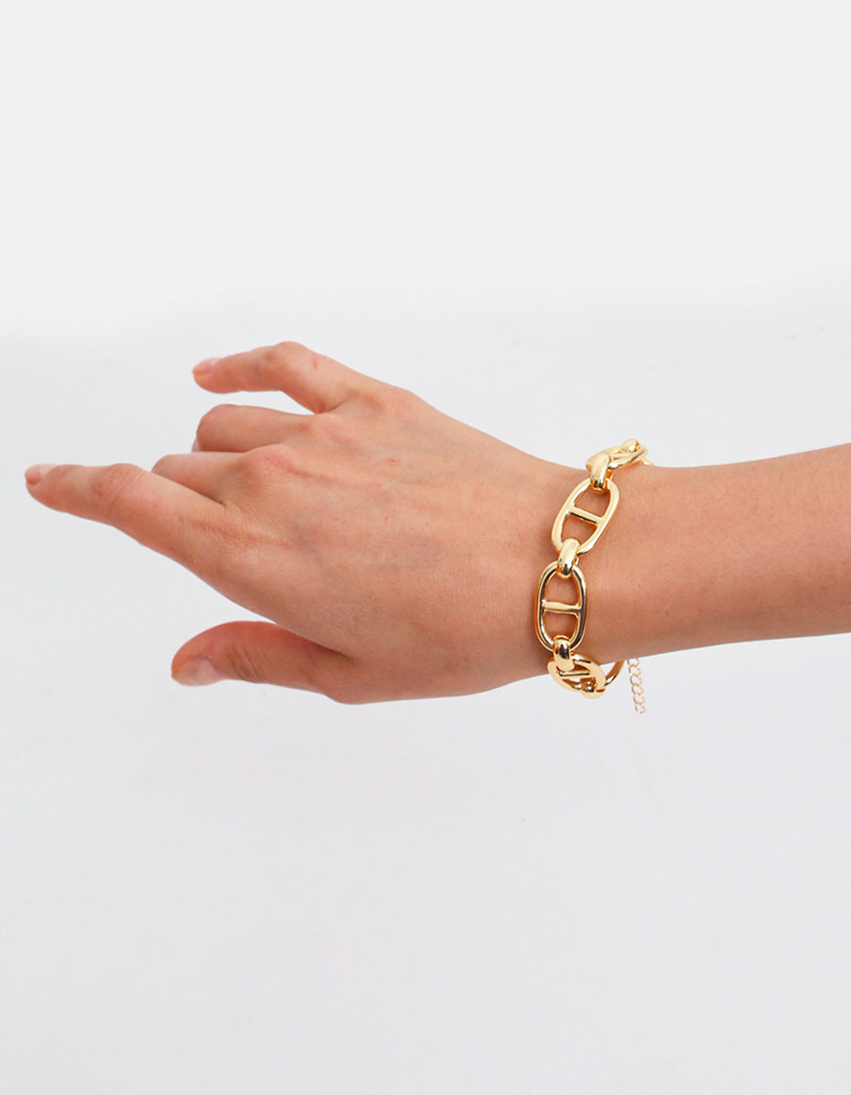 Pulsera de bronce con baño de oro 22 kt Eslabón redondo Fenicia