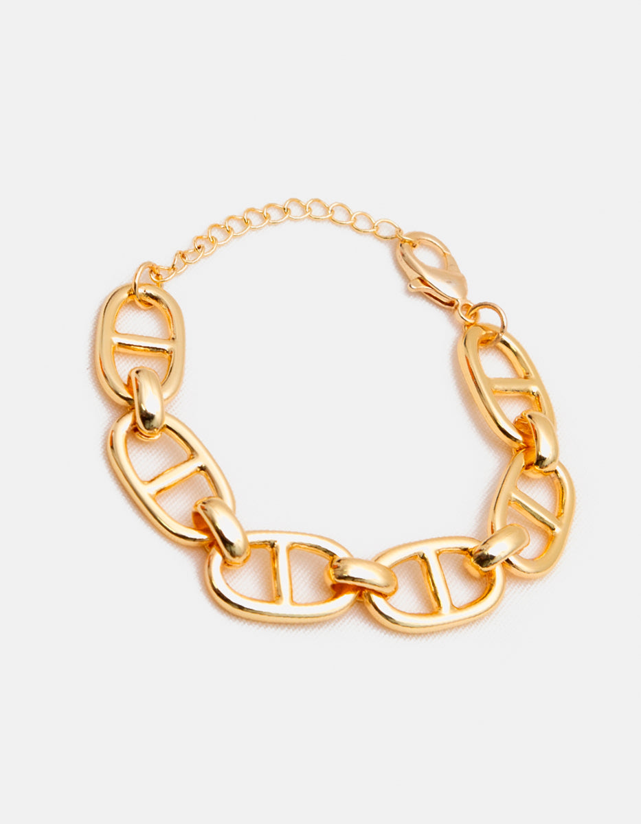 Pulsera de bronce con baño de oro 22 kt Eslabón redondo Fenicia