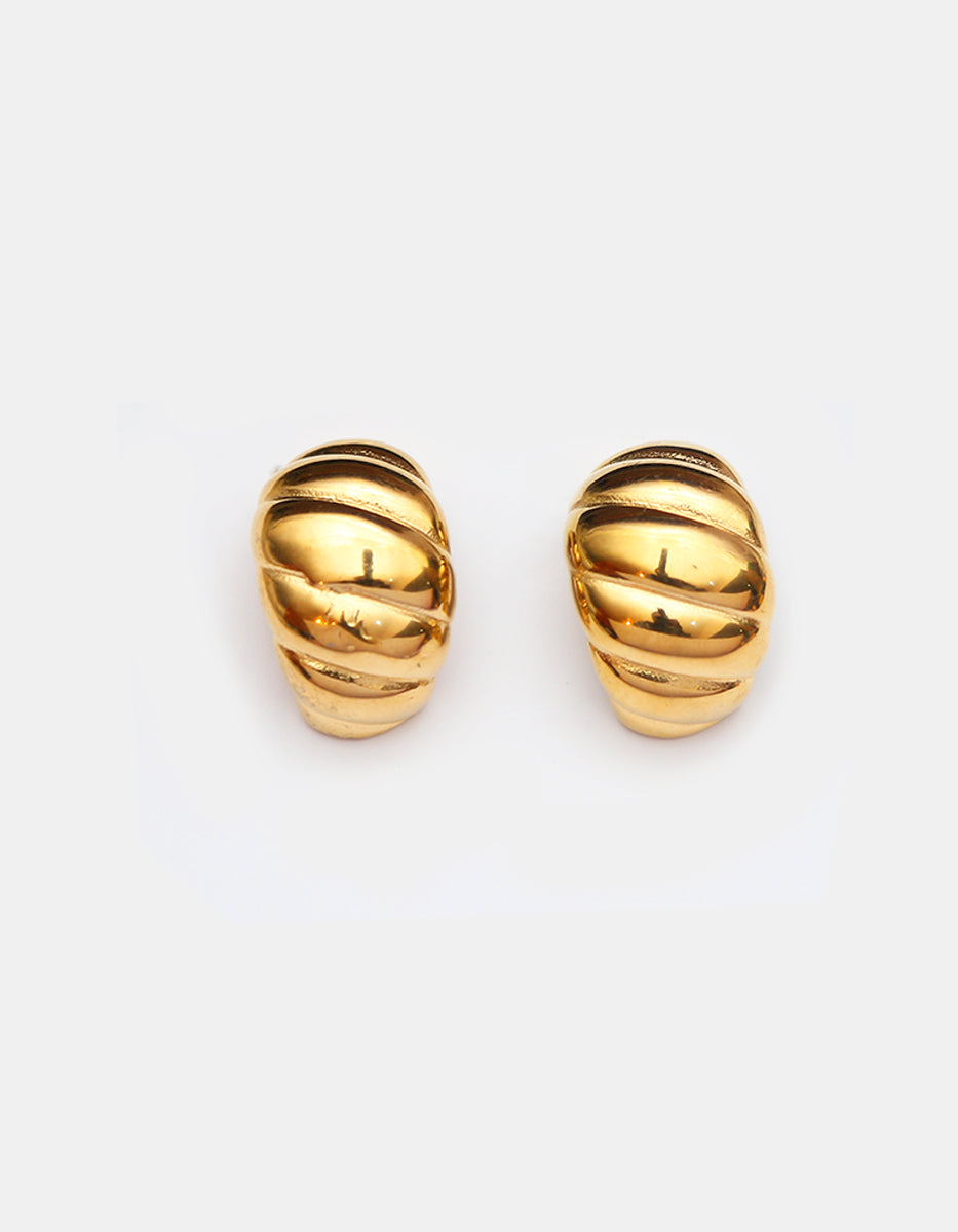 Aretes de bronce en baño de oro 22k en forma de Caracol
