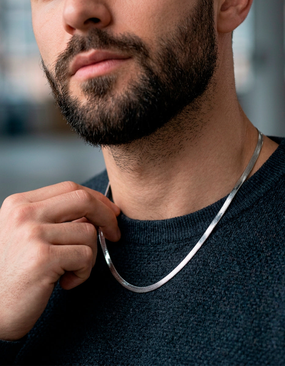 Collar acero inoxidable rodinado panza de víbora Nordic