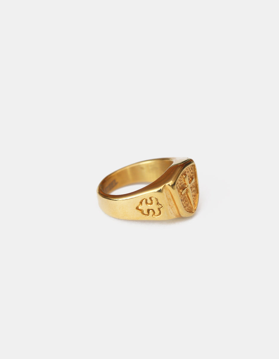 Anillo de acero en baño oro 22 kt con grabado de espada Talla 10.5 Nordic