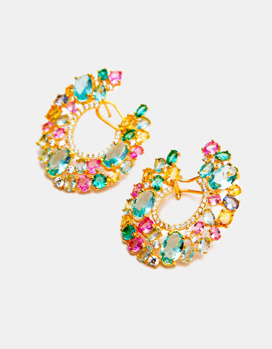 Aretes rosa de francia, jade, citrina Luxury Color