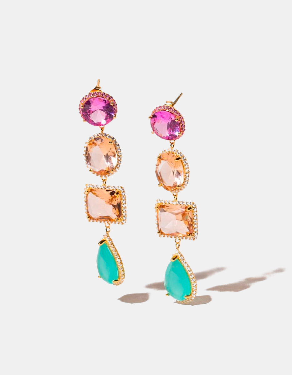 Aretes rosa de francia, citrino Luxury Color