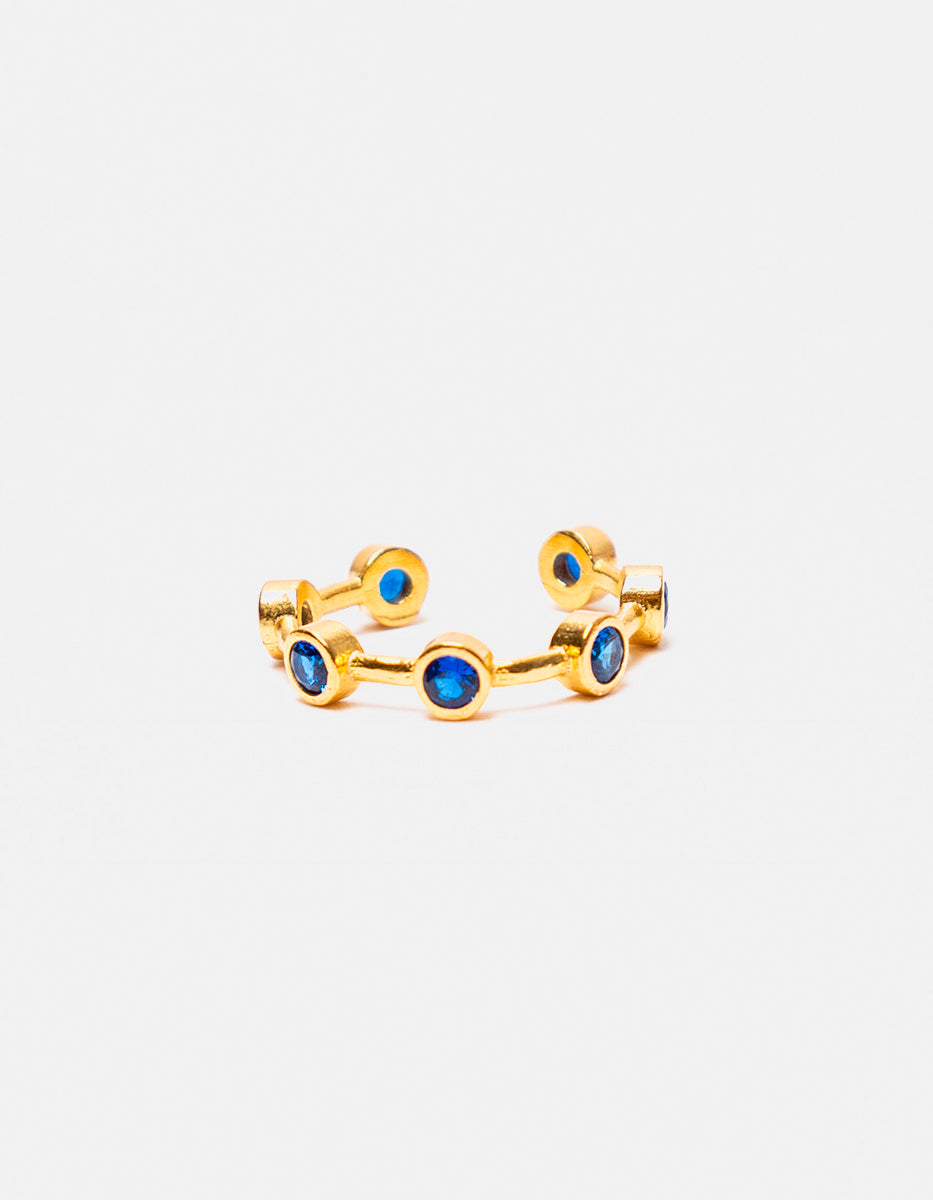 Anillo ajustable con espinolitas azul Flashy