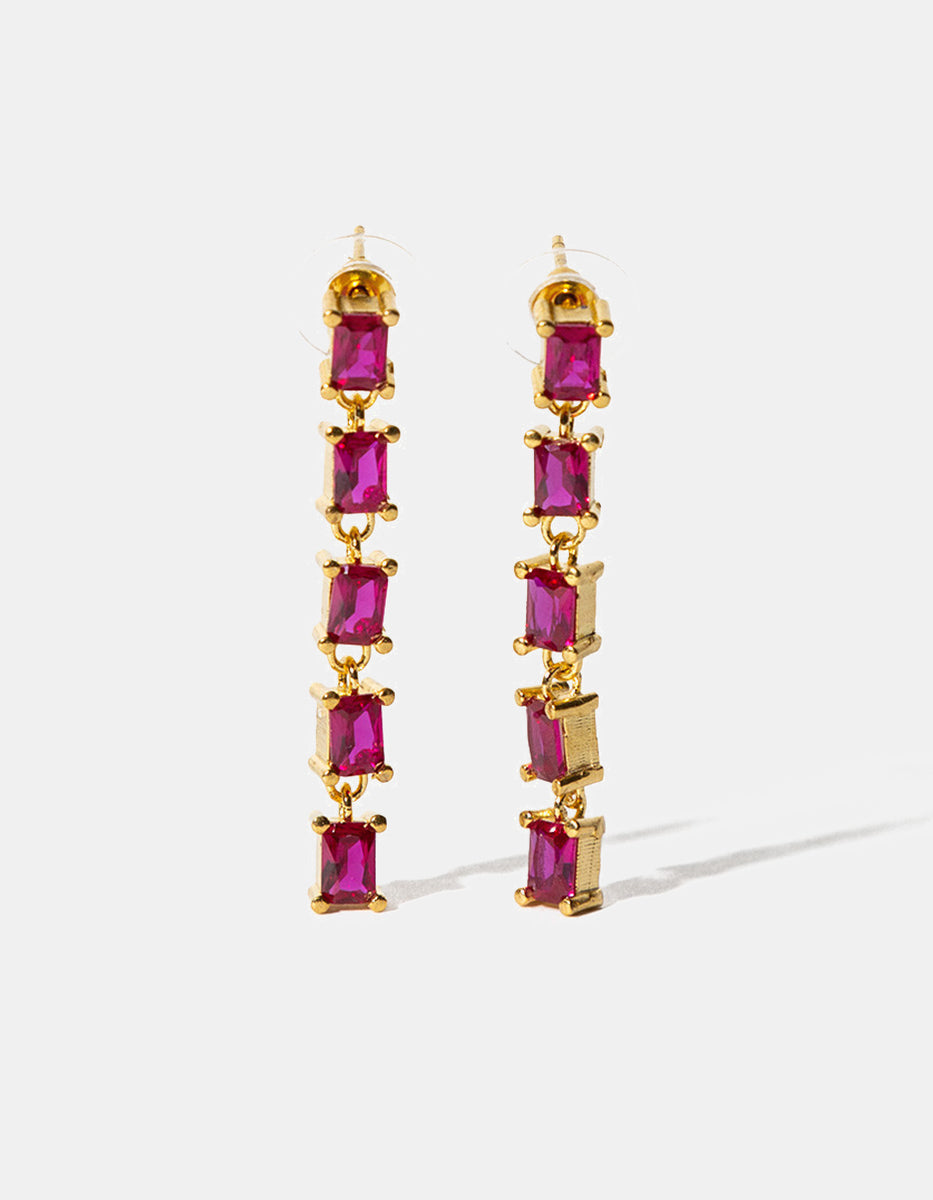 Aretes con espinolitas tono fucisa en cascada Flashy