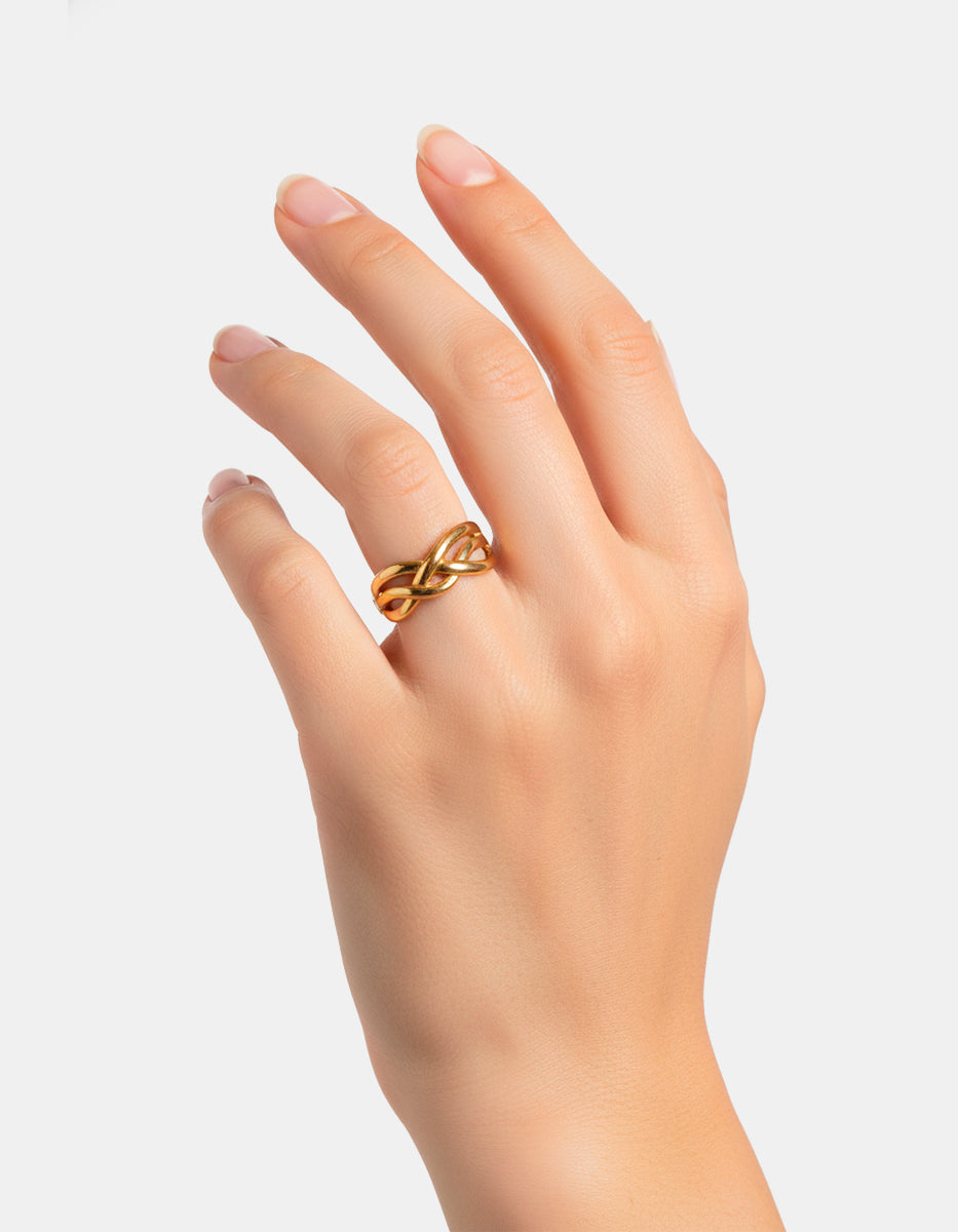 Anillo ajustable trenzado Golden