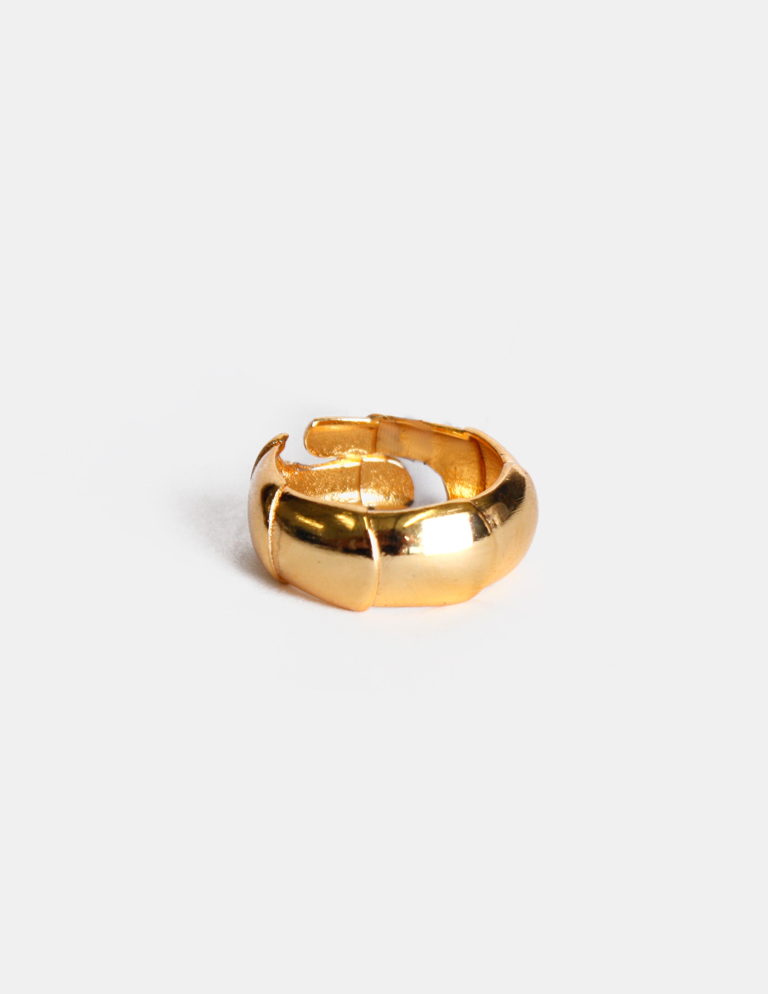 Anillo ajustable de bronce con baño de oro 22k liso